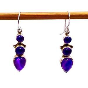 YYx Amethyst & Sterling 925 Silver Dangle Earrings
